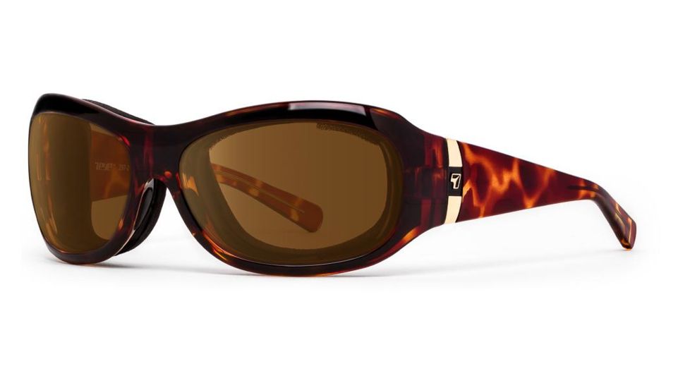 7Eye by Panoptix Womens AirShield Sedona Sunglasses, RX Ready, Light Tortoise Frame, SharpView Polarized Copper Lens, M-L 326054