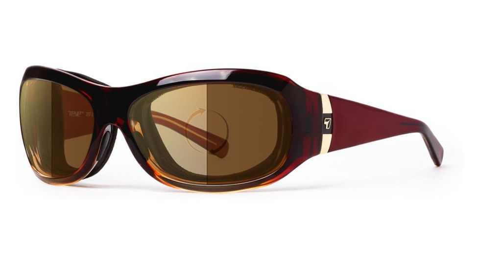 7Eye by Panoptix Womens AirShield Sedona Sunglasses, RX Ready, Ruby Fade Frame, Photochromic Day/Night Contrast Lens, M-L 326427