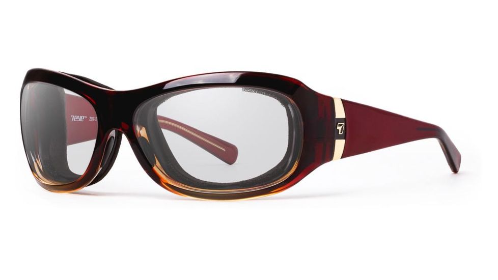 7Eye by Panoptix Womens AirShield Sedona Sunglasses, RX Ready, Ruby Fade Frame, SharpView Clear Lens, M-L 326440