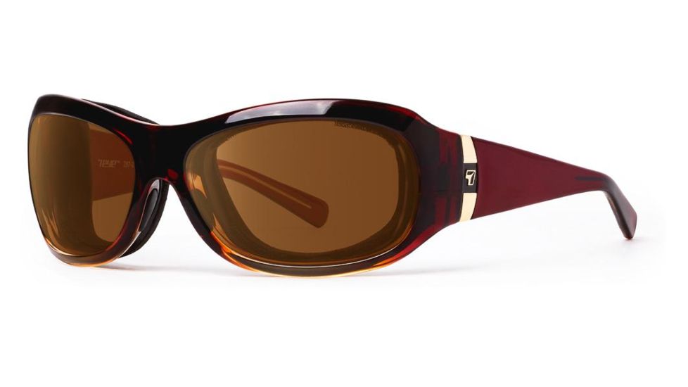 7Eye by Panoptix Womens AirShield Sedona Sunglasses, RX Ready, Ruby Fade Frame, SharpView Copper Lens, M-L 326442