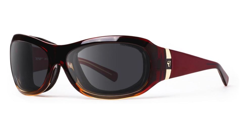 7Eye by Panoptix Womens AirShield Sedona Sunglasses, RX Ready, Ruby Fade Frame, SharpView Polarized Gray Lens, M-L 326453
