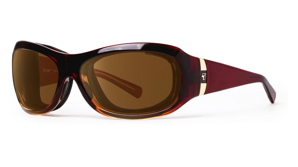 7Eye by Panoptix Womens AirShield Sedona Sunglasses, RX Ready, Ruby Fade Frame, SharpView Polarized Copper Lens, M-L 326454