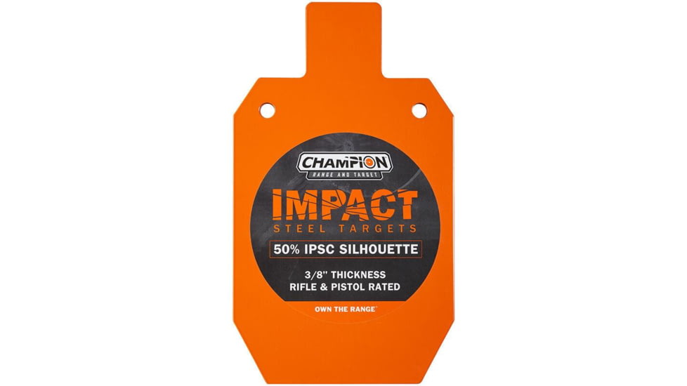Champion Traps and Targets Impact Steel Silhouette Target - 50% IPSC Rifle Rated, Orange, 44921C