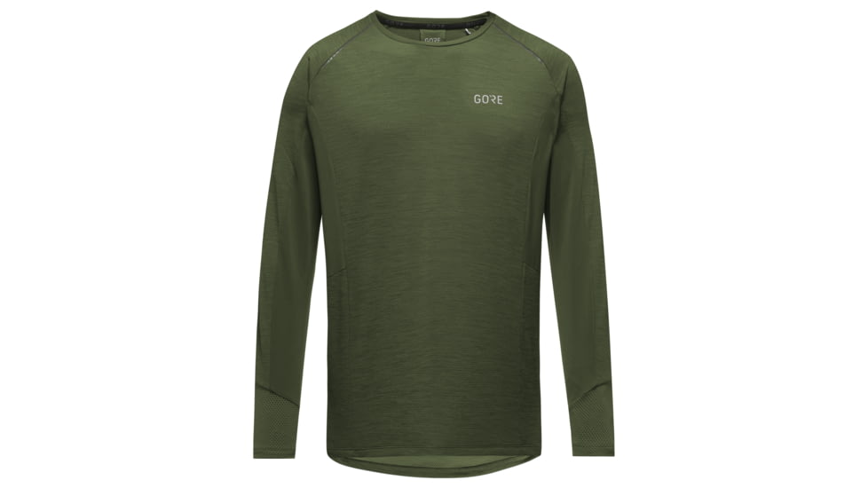 GOREWEAR Energetic Long Sleeve Running Shirt Mens in Utility Green Large Slim fit 06B0191C, 100751-BH00-XL