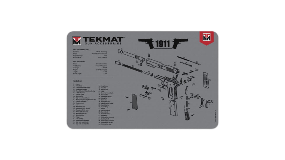 TekMat 1911 Gun Cleaning Mat, 11x17in, Grey, TEKR171911GY