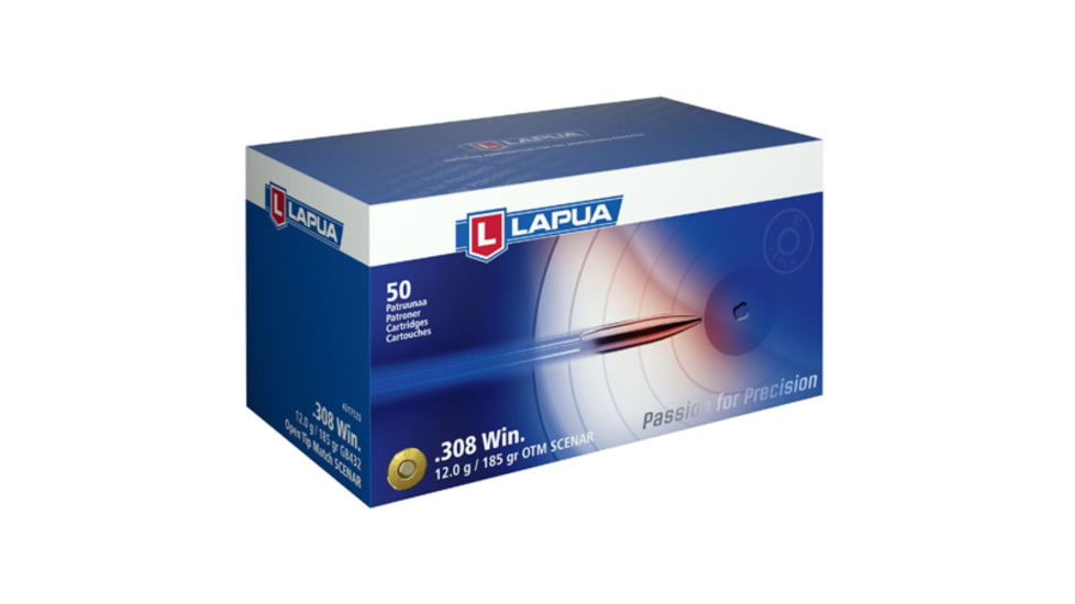 Lapua OTM Rifle Ammo 308 Winchester 185gr Scenar 2475 fps 50/ct D066F0C6, LP4317523