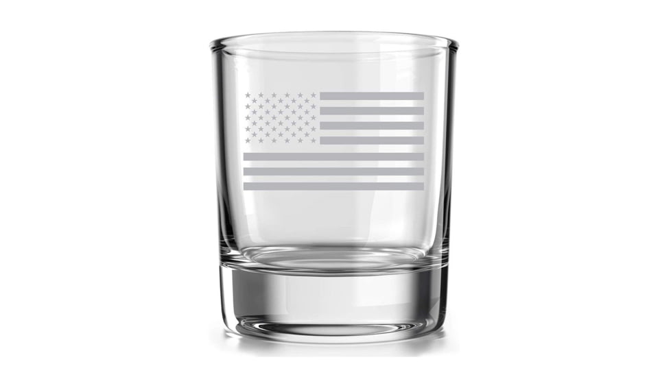 Old Southern Brass American Flag Whiskey Glass, Clear, 10 oz, OSB-WG-FLAG