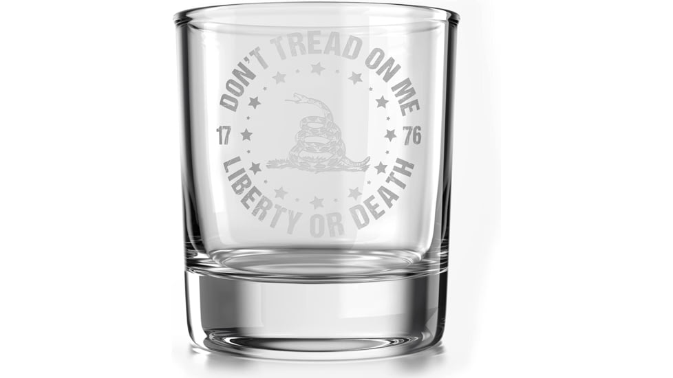 Old Southern Brass Don't Tread On Me Whiskey Glass, Clear, 10 oz, OSB-WG-DTOM