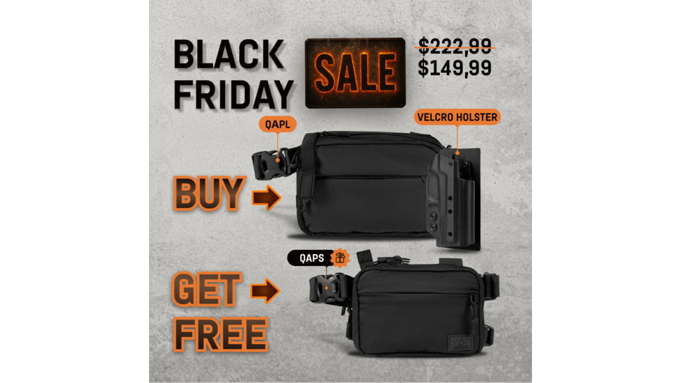 945 Industries BUNDLE QAPL CORDURAR CONCEALMENT BAG LARGE BLACK WITH KYDEX HOLSTER + qaps bag small black - free, BF25BUNDLEQAPL-BLACK-HOLSTERFREE-QAPS-BAG