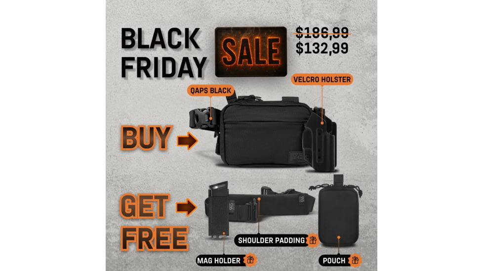 945 Industries BUNDLE QAPS CORDURAR CONCEALMENT BAG SMALL BLACK WITH KYDEX HOLSTER + shoulder pad / mag holder / pouch - free, BF25BUNDLEQAPS-BLACK-HOLSTER3-ACC