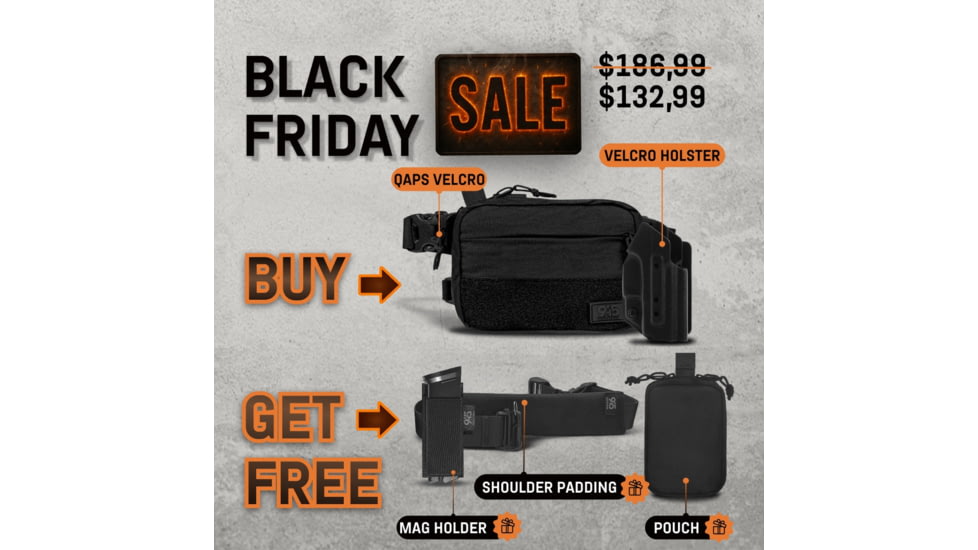 945 Industries BUNDLE QAPS CORDURAR CONCEALMENT BAG SMALL VELCRO FRONT BLACK WITH KYDEX HOLSTER + shoulder pad / mag holder / pouch - free, BF25BUNDLEQAPS-VELCRO-BLACK-HOLSTER3-ACC