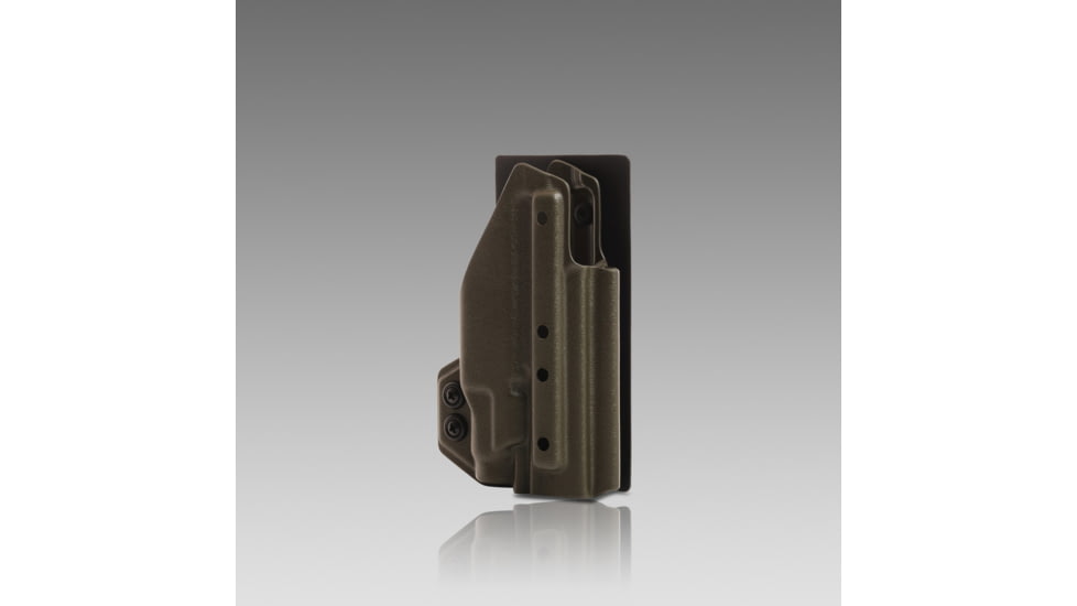945 Industries KYDEX HOLSTER WITH VELCROR HOOK ATTACHMENT PANEL LIGHT BEARING OD GREEN, HOLSTER-KYDEX-VELCRO-LIGHTBEARING-ODGREEN