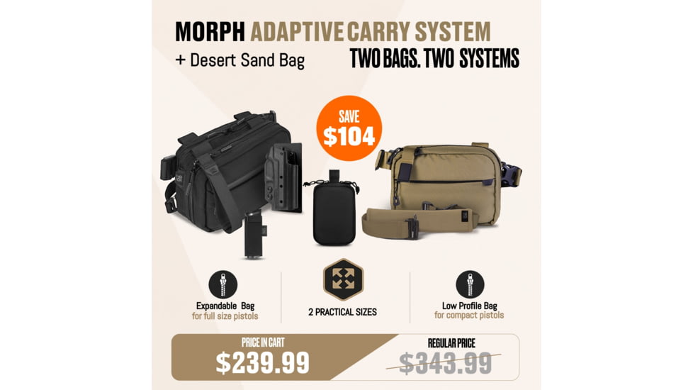 945 Industries Morph Adaptive Carry System + Desert Sand Bag, BNL-MORPH-BL-MAGH-QAPL-SND-SH-PDN-SND-POUCH-BLK