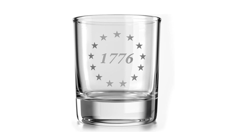 Old Southern Brass 1776 Betsy Ross American Flag, Whiskey Glass, Clear, 10 oz, OSB-WG-1776