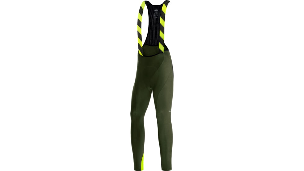 GOREWEAR Mens C3 Thermo Cycling Bib Tights+ in Utility Green/Neon Yellow Large Form fit D6A68DE0, 100648-BH08-XL