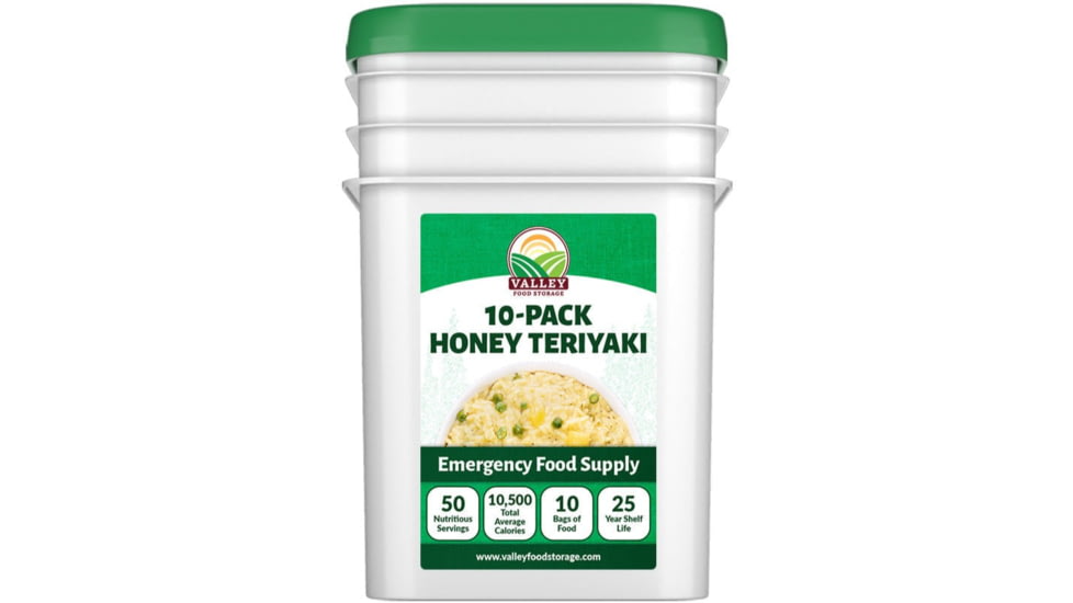 Valley Food Storage Honey Teriyaki, 10 Pack + Bucket, V605-10