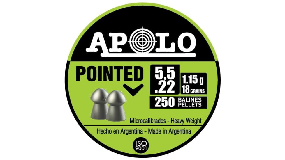 Hatsan Apolo Pointed Air Rifle Pellets 22 Cal 18 gr 250/ct D671BBB9, EKE19601