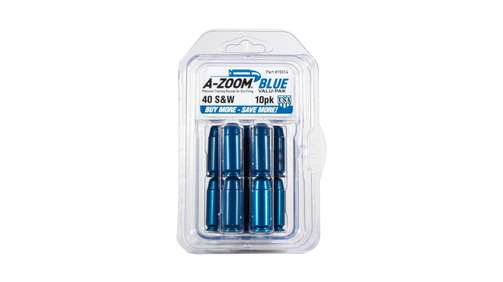 A-Zoom Centerfire Pistol Snap Caps, .40 SW, 10-Pack, Blue, 15314