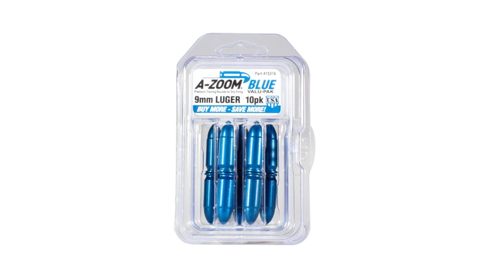 A-Zoom Centerfire Pistol Snap Caps, 9 mm, 10-Pack, Blue, 15316
