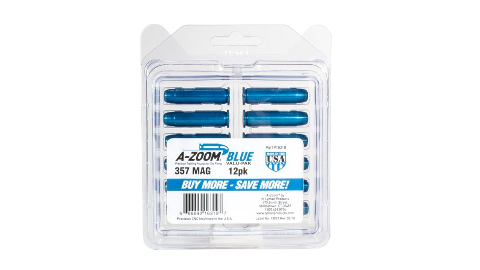 A-Zoom Revolver Snap Caps, .357 Mag, 12-Pack, Blue, 16319