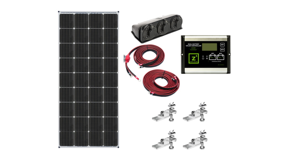 Zamp Solar 170 Watt Dual Battery Bank Roof Mount Kit, Multi, One Size, KIT2015