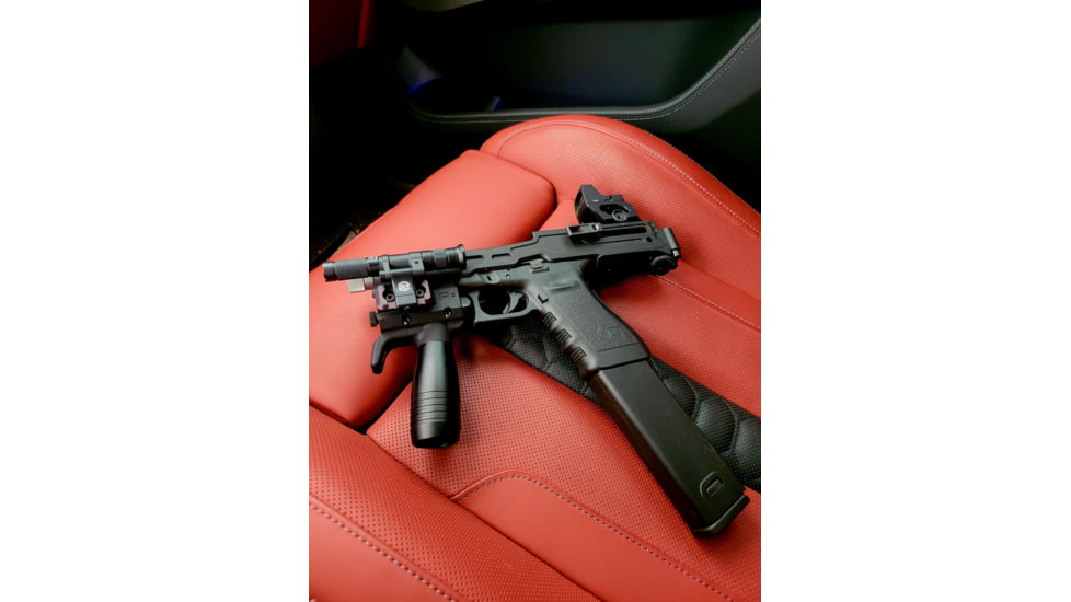 A3 Industries 10 B&amp;T USW Modular Vertical Foregrip, 100 Degrees, Picatinny, w/ Handstop, 2.75in HK Grooved Grip, Polymer Base, Black, VFG-174
