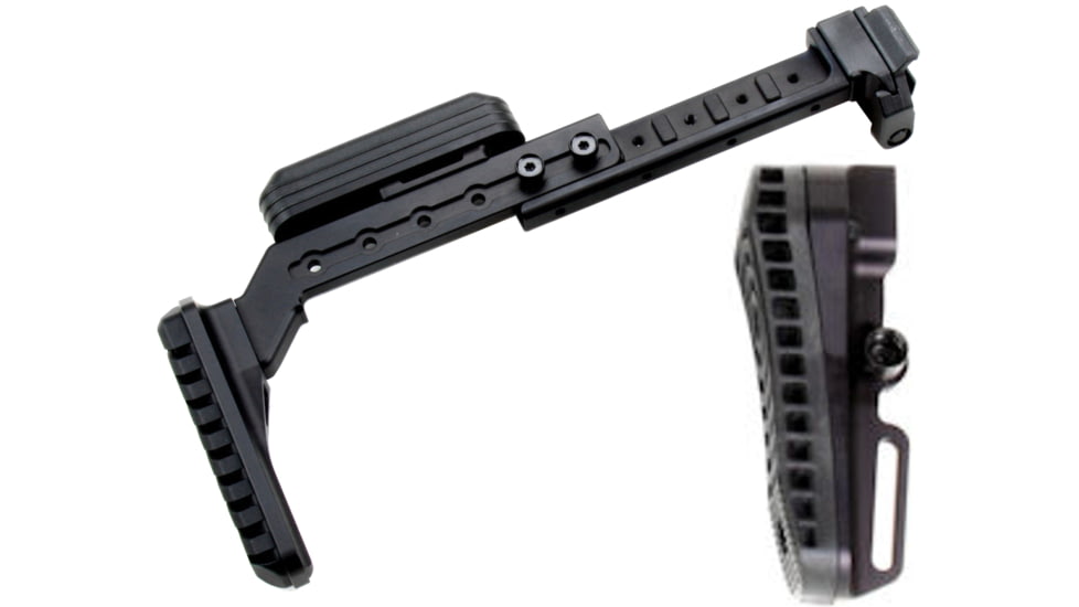 A3 Industries Adjustable Length Modular Folding Stock, Offset Extension, Magpul 2 Butt-Plate, Black, 6-1/8in-9-1/2in, ALMS-OFF-MP2