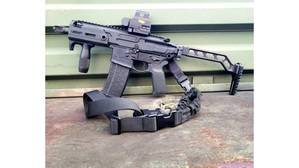 A3 Industries Modular Folding Stock, Sig Hinge Mount, 6.25In Offset Extension Arm, Minimalist Aluminum Butt-Plate, Black, MS-H3-6.25-OFF-BP1