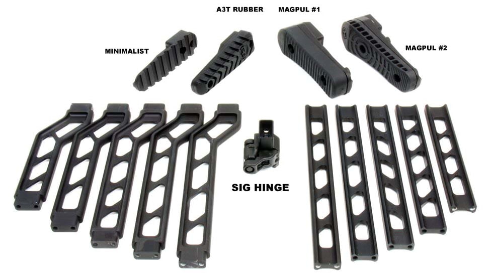 USED A3 Industries Modular Folding Stock, Sig Hinge Mount, 7.75In Offset Extension Arm, Minimalist Aluminum Butt-Plate, Black, MS-H3-7.75-OFF-BP1, EDEMO1