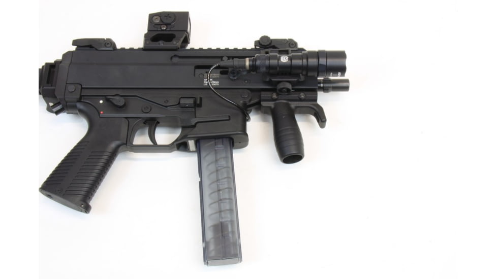 A3 Industries Modular Vertical Foregrip For B&amp;T APC-K, 100 Degree, w/ Hand-Stop And 2.00In Grooved Aluminum Grip, Polymer Base, Black, VFG-145