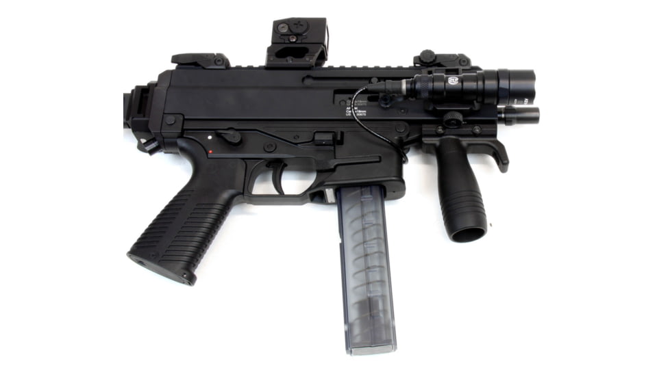 A3 Industries Modular Vertical Foregrip For B&amp;T APC-K, 100 Degree, w/ Hand-Stop And 2.75In HK Grooved Aluminum Grip, Polymer Base, Black, VFG-141