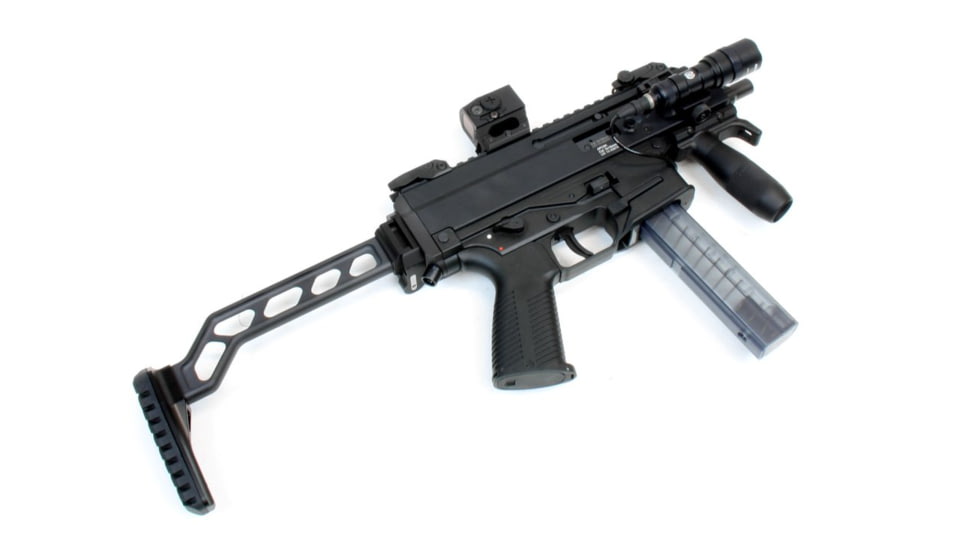 A3 Industries Modular Vertical Foregrip For B&amp;T APC-K, 100 Degree, w/ Hand-Stop And 3.00In Knurled Aluminum Grip, Polymer Base, Black, VFG-142