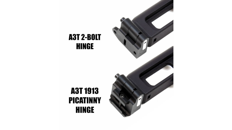 A3 Industries UMP/ MP5 Right/Left Folding Style Buttstock,Standard A3T 2-bolt Hinge, Black, UMPS-2B