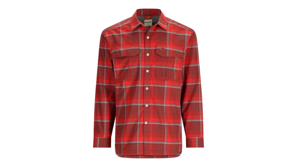 Simms Fishing Products Ms ColdWeather Shirt 3C2B3D47, Cutty Red Asym Ombre Plaid, M, 10777-2095-30