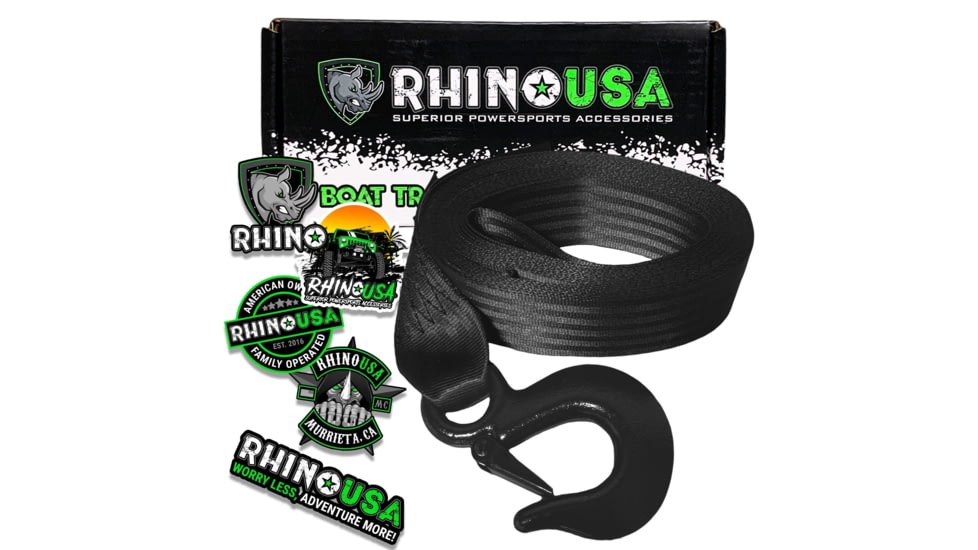 Rhino USA 2 x 20 Boat Winch Strap w/ Hook 4EA812B3, RNO-WNCH-STRP