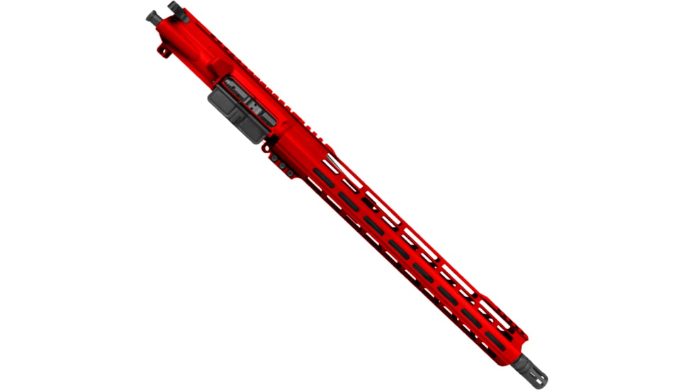 ABC RIFLE COMPANY AR-15 .223 5.56 Complete Build 16in Barrel 15in Lightweight Hybrid M-LOK Handguard Upper Receiver, 1-10 Twist, 1/2x28, A2 Style Muzzle Brake, Nitride, Red, UA15-TCML15-RD