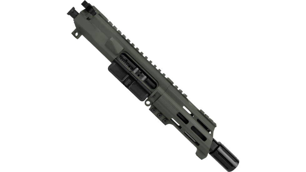 ABC RIFLE COMPANY AR-15 .223 Remington/5.56x45mm NATO Micro Pistol 5in Barrel Custom 5in Top Cut Custom M-LOK Handguard Complete Upper Receiver w/BCG And Charging Handle, Olive Drab Green, UA15B-BR5-TCML5-ODG