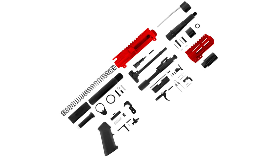 ABC RIFLE COMPANY AR-15 .300 AAC Blackout Micro Pistol Build 5in Barrel 4in M-LOK Handguard Upper Receiver, Red, ARPK300-ML4-RD