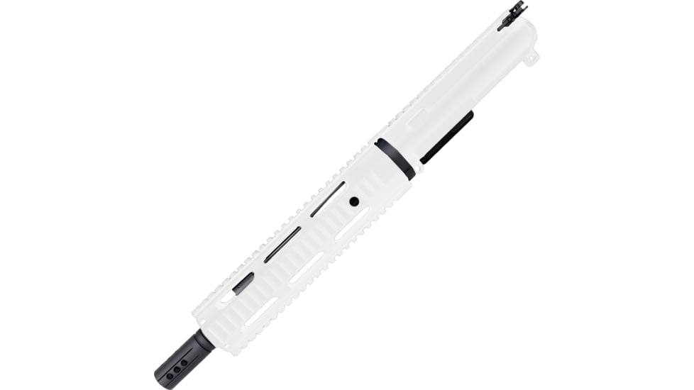 ABC RIFLE COMPANY AR-15 .300 AAC Blackout Pistol 10in Quadrail Handguard Complete Upper Receiver w/BCG And Charging Handle, White, UA300-BR10-QR10-STW