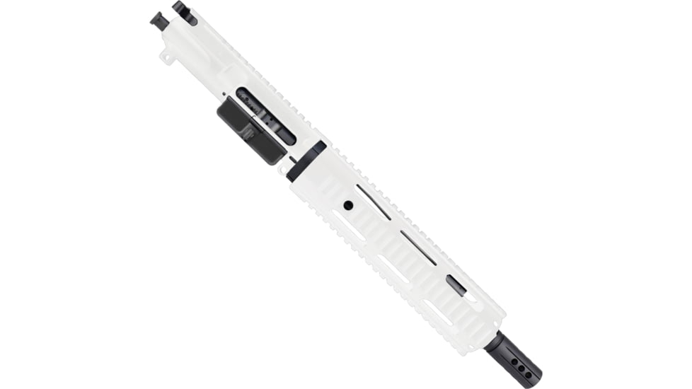 ABC RIFLE COMPANY AR-15 .300 AAC Blackout Pistol 10in Quadrail Handguard Complete Upper Receiver w/BCG And Charging Handle, White, UA300-BR10-QR10-STW