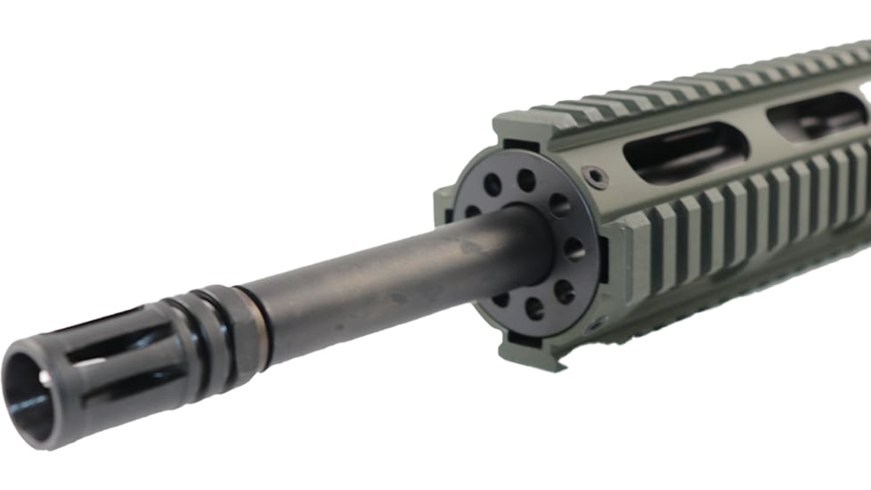 ABC RIFLE COMPANY AR-15 5.56x45mm NATO 16in Barrel 12in Quad Rail Upper Receiver, 1-8 Twist, 1/2x28, A2 Style Muzzle Brake, Nitride, Cerakote Olive Drab Green, UPPER15-QR12-COD