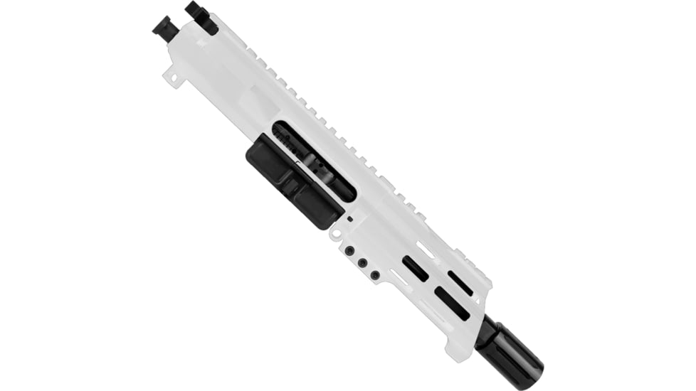 ABC RIFLE COMPANY AR-15 7.62x39mm 5in Barrel Custom 5in Top Cut Custom M-LOK Handguard Complete Micro Pistol Upper Receiver w/BCG And Charging Handle, White, UA762B-BR5-TCML5-STW