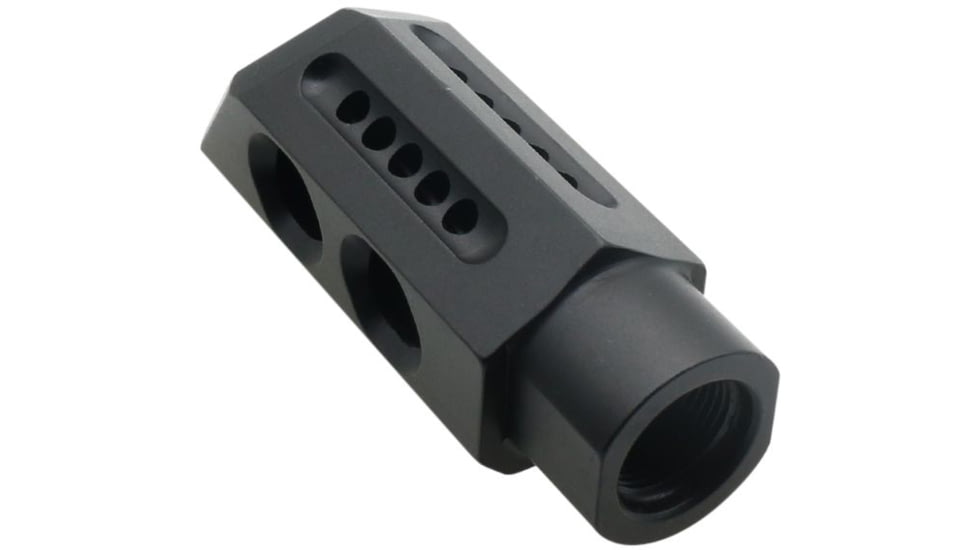 ABC RIFLE COMPANY AR-15 Pentagon Style Thread Recoil Compensating Steel Muzzle Brake, .223 Remington/5.56x45mm NATO, 1/2x28, Nitride, Black, MB15-PG