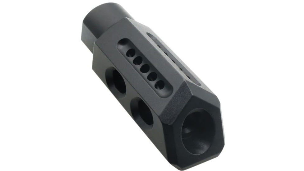 ABC RIFLE COMPANY AR-15 Pentagon Style Thread Recoil Compensating Steel Muzzle Brake, .223 Remington/5.56x45mm NATO, 1/2x28, Nitride, Black, MB15-PG