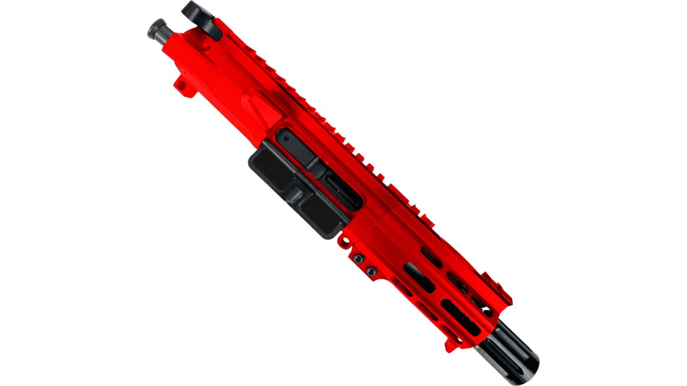 ABC RIFLE COMPANY AR .40 S&amp;W Billet Pistol 4in Barrel Custom M-LOK Handguard Complete Upper Receiver w/BCG And Charging Handle, Red, UA40B-MLHSTP4-RD