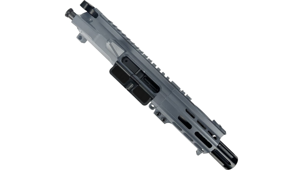 ABC RIFLE COMPANY AR .40 S&amp;W Billet Pistol 4in Barrel Custom M-LOK Handguard Complete Upper Receiver w/BCG And Charging Handle, Tungsten, UA40B-MLHSTP4-TNG