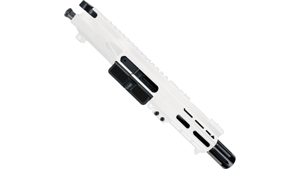 ABC RIFLE COMPANY AR .40 S&amp;W Billet Pistol 4in Barrel Custom M-LOK Handguard Complete Upper Receiver w/BCG And Charging Handle, White, UA40B-MLHSTP4-STW