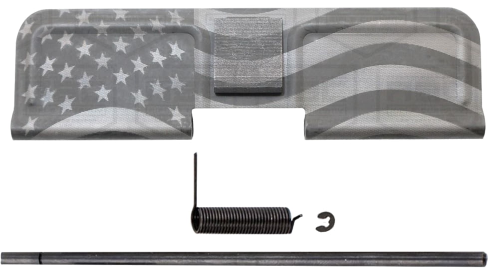 ABC RIFLE COMPANY AR15 USA Flag Engraved Ejection Port Cover Assembly, Black, EPC15-F