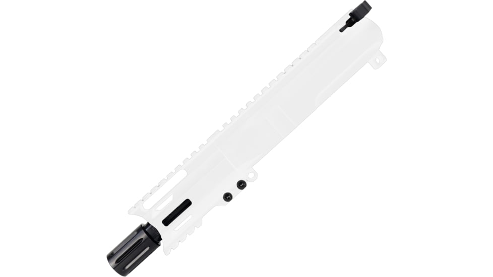 ABC RIFLE COMPANY AR9 9mm Luger Pistol Billet 4in Barrel M-LOK Handguard Complete Upper Receiver w/BCG And Charging Handle, White, UA9B-BR4-MLBC4-SW