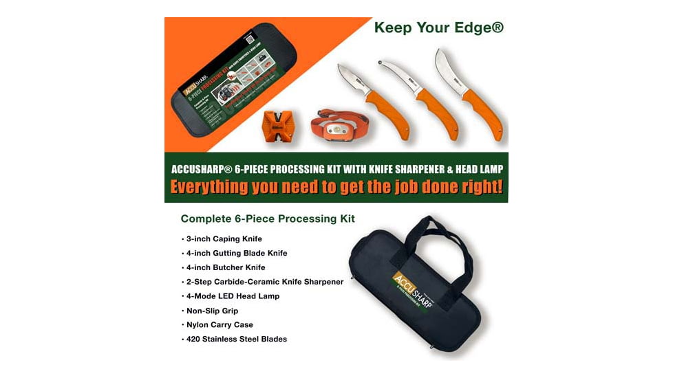 Accusharp 6-piece Processing Kit W/sharpener &amp; Headlamp